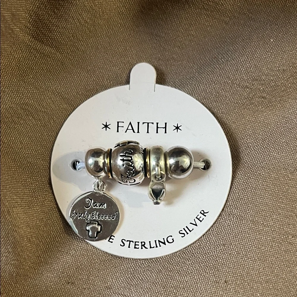 Sterling Silver Faith Charm Beads - Picture 1 of 5